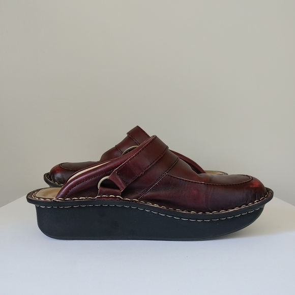 Alegria Seville Clog Chunky Leather Shoe Size 7 - 7.5 EU 37 Burgundy - Picture 7 of 16
